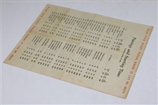 1949 Masters Tournament Sunday Final Rd Pairing Sheet - Sam Snead Winner