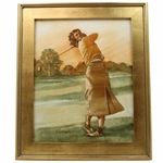 Original Babe Zaharias Oil Painting Signed by Artist Robert Fletcher - Framed