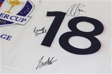 Scheffler & Six (6) other Team USA Signed 2025 Ryder Cup at Bethpage Black Flag JSA ALOA