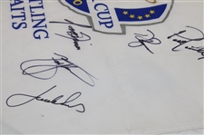 Spieth & Eight (8) Team USA Signed 2020 Ryder Cup at Whistling Straits Embroidered Flag JSA ALOA