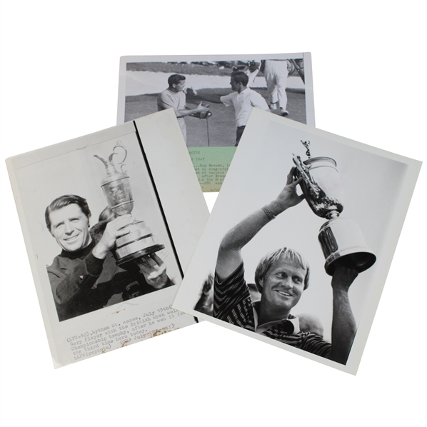 Jack Nicklaus 1980 US Open, Gary Player 1974 The Open, & Brewer/Nichols 1967 Masters Wire Photos