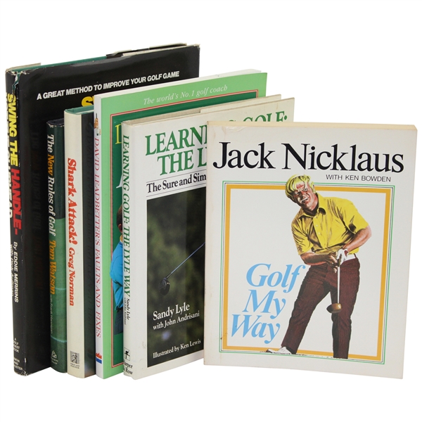 Six (6) Classic Golf Books including Golf My Way, Shark Attack & Four (4) others