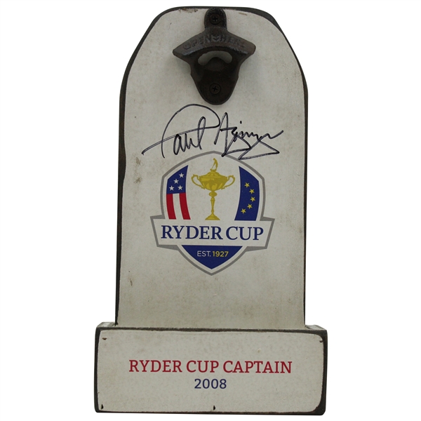 Paul Azinger Signed Personal Past Ryder Cup Captains Gifted Wood Bottle Opener Catch Box JSA ALOA