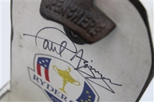 Paul Azinger Signed Personal Past Ryder Cup Captains Gifted Wood Bottle Opener Catch Box JSA ALOA