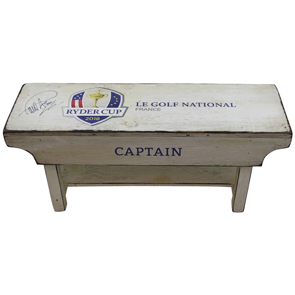 Paul Azinger Signed Personal 2018 Past Ryder Cup Captains Gifted Wood Foot Bench JSA ALOA