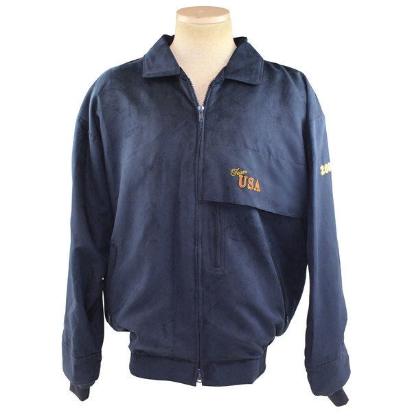 Paul Azingers 2001 The Ryder Cup at The Belfry Team USA Navy Zero Restriction Micro Suede Jacket - Large