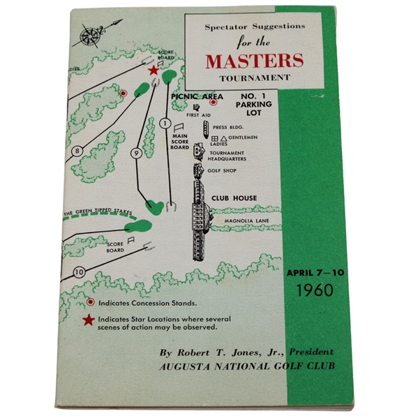 1960 Augusta National Golf Club Tournament Spectator Guide - Palmers Second Masters Win