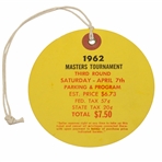 1962 Masters Tournament Saturday 3rd Round Ticket #6069 - Arnold Palmer Winner