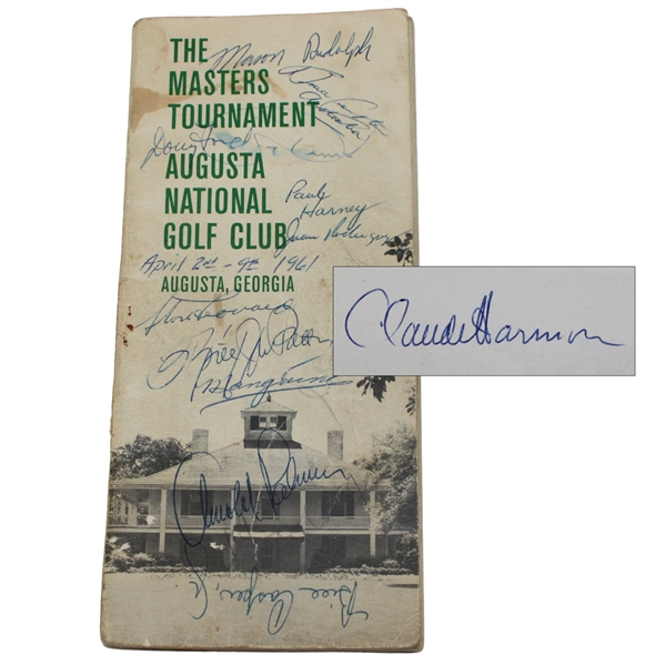 Claude Harmon, Picard, Demaret, Big 3 & others Signed 1961 Masters Booklet JSA ALOA