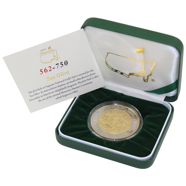 2024 Masters Tournament Ltd Ed Coin #562/750 in Box w/Card - Hole One Tea Olive