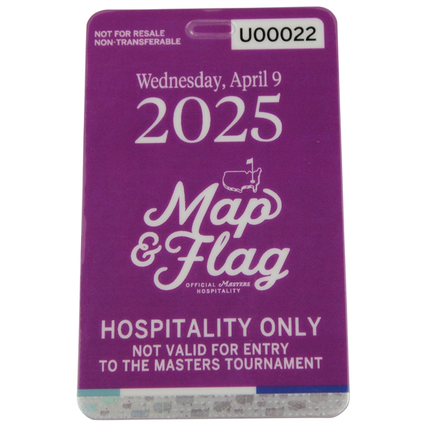 2025 Masters Map & Flag Official Hospitality Only Wednesday Badge #U00022 - Rory Career Grand Slam!