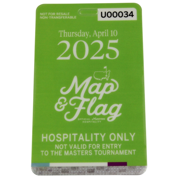 2025 Masters Map & Flag Official Hospitality Only Thursday Badge #U00034 - Rory Career Grand Slam!