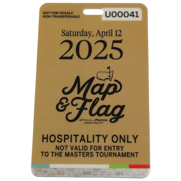 2025 Masters Map & Flag Official Hospitality Only Saturday Badge #U00041 - Rory Career Grand Slam!