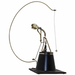 Desk Top Electric Golfer Hitting Golf Ball Attached to a Brass Hoop - Works!