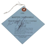 Past Champs & Runner-Up Norman Signed 1986 Par 3 Contest Wednesday Practice Round Ticket JSA ALOA
