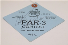 Past Champs & Runner-Up Norman Signed 1986 Par 3 Contest Wednesday Practice Round Ticket JSA ALOA
