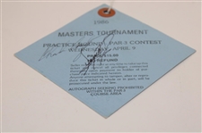 Past Champs & Runner-Up Norman Signed 1986 Par 3 Contest Wednesday Practice Round Ticket JSA ALOA