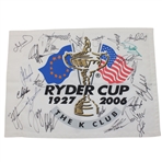 Team USA & Team Europe (23) Signed 2006 Ryder Cup at The K Club Flag JSA ALOA