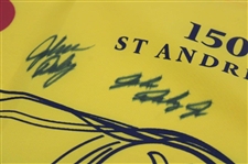 John Daly & John Daly Jr Signed 2022 OPEN Championship at St Andrews Yellow Flag JSA ALOA