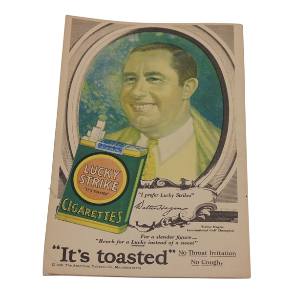 1928 Broadway Theatre Playbill Walter Hagen Lucky Strike Ad On Reverse - Wallacks Theatre