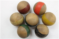 c.Late 1800's Miniature Parlor Table Croquet Set in Pine Box - Hutchin & Noyes & Co.