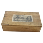 c.Late 1800's Miniature Parlor Table Croquet Set in Pine Box - Hutchin & Noyes & Co.