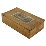 c.Late 1800's Miniature Parlor Table Croquet Set in Pine Box - Hutchin & Noyes & Co.