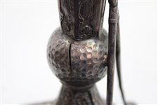 Ornate Golfing Cherubs with Crossed Clubs and Dimple Golf Ball at Base Thin Vase
