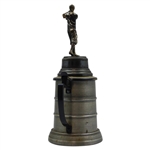 Post Swing Golfer Lid on Large Stein Plinth w/Enameled Club/Bag