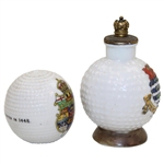 Two (2) Carlton China Crest Logo Bramble Golf Balls - Worthing & Canada