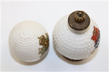 Two (2) Carlton China Crest Logo Bramble Golf Balls - Worthing & Canada