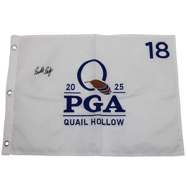 Scottie Scheffler Signed 2025 PGA Championship at Quail Hollow Embroidered Flag JSA ALOA