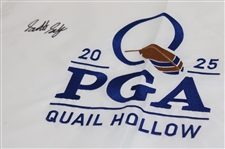 Scottie Scheffler Signed 2025 PGA Championship at Quail Hollow Embroidered Flag JSA ALOA