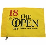 Brian Harman Signed 2023 The Open Championship at Royal Liverpool Yellow Screen Flag JSA ALOA