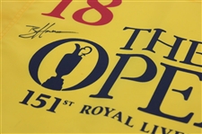 Brian Harman Signed 2023 The Open Championship at Royal Liverpool Yellow Screen Flag JSA ALOA