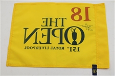 Brian Harman Signed 2023 The Open Championship at Royal Liverpool Yellow Screen Flag JSA ALOA