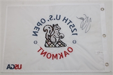 Champion JJ Spaun Signed 2025 US Open at Oakmont Embroidered Flag JSA ALOA
