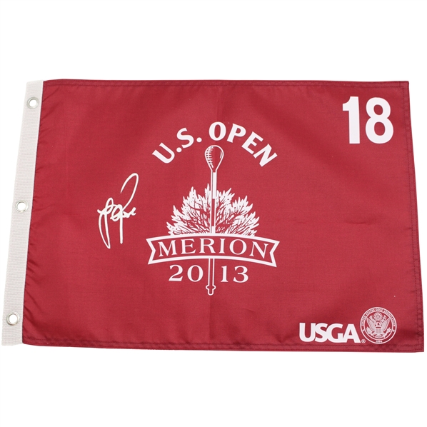 Justin Rose Signed 2013 US Open at Merion Red Screen Flag JSA ALOA