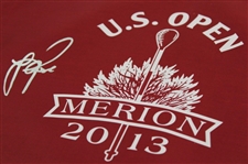 Justin Rose Signed 2013 US Open at Merion Red Screen Flag JSA ALOA