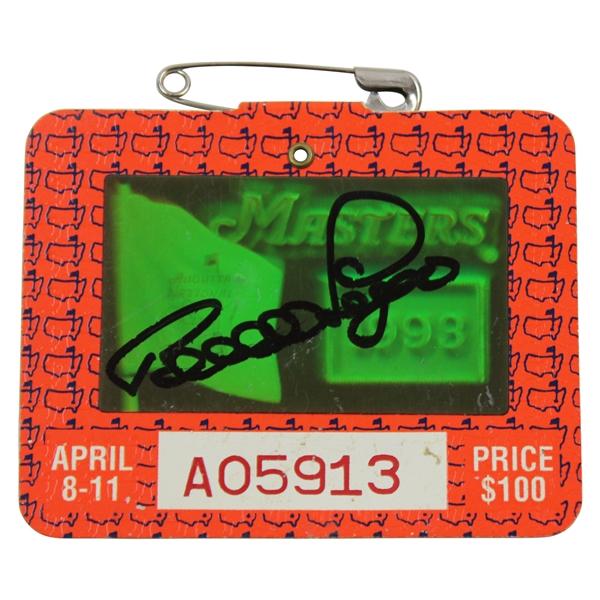 Bernhard Langer Signed 1993 Masters Tournament SERIES Badge #A05913 JSA ALOA