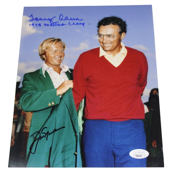 Jack Nicklaus & Tommy Aaron Dual Signed Green Jacket 8x10 Photo JSA #CB46161