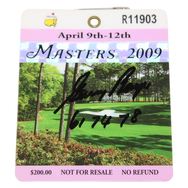 Gary Player Signed 2009 Masters Tournament SERIES Badge #R11903 with Years Won JSA ALOA