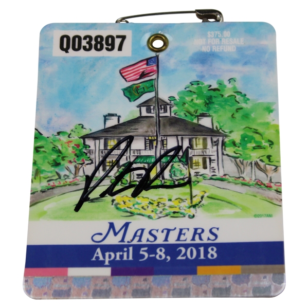 Patrick Reed Signed 2018 Masters Tournament SERIES Badge #Q03897 JSA ALOA