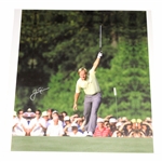 Jack Nicklaus Signed 1986 Masters Raises Putter Historic Image on Canvas JSA ALOA