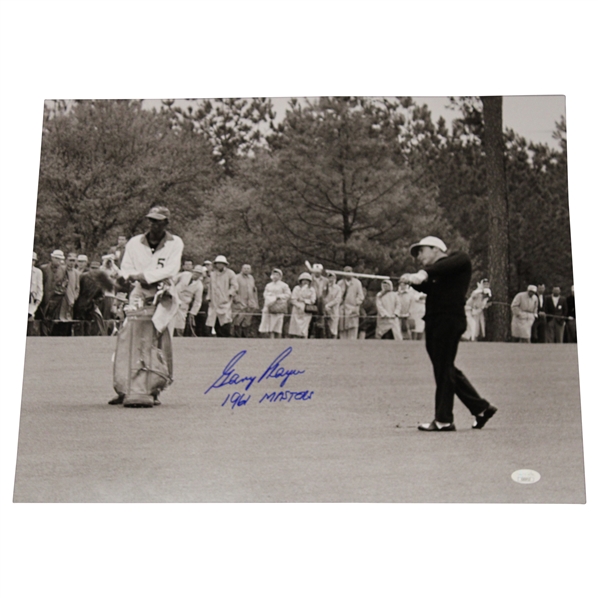 Gary Player Signed Black And White Post Swing 16x20 Photo w/1961 Masters JSA #CE33713