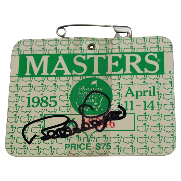 Bernhard Langer Signed 1985 Masters Tournament SERIES Badge #X18846 JSA ALOA
