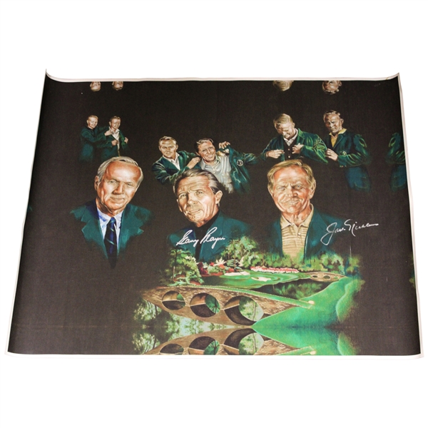 Jack Nicklaus & Gary Player Signed Big 3 Masters Green Jacket/Amen Corner Collage Image on Canvas JSA ALOA
