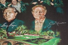 Jack Nicklaus & Gary Player Signed Big 3 Masters Green Jacket/Amen Corner Collage Image on Canvas JSA ALOA