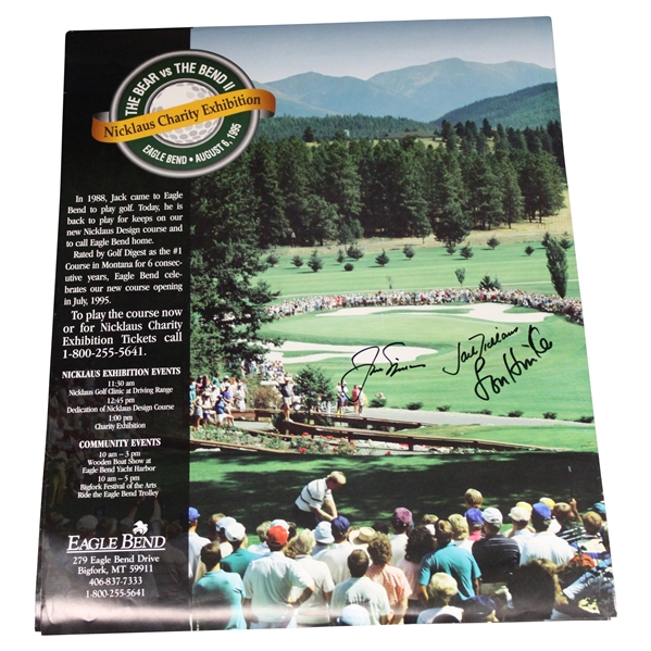 Jack Nicklaus, Nicklaus II & Lon Hinkle Signed 1995 The Bear vs The Bend II Poster JSA ALOA