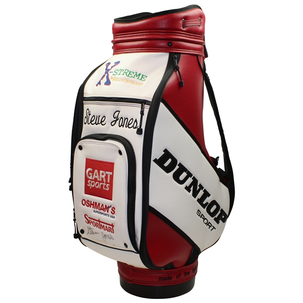 Steve Jones Signed Personal Pro Full Size Dunlop Sport Golf Bag w/Sponsors JSA ALOA
